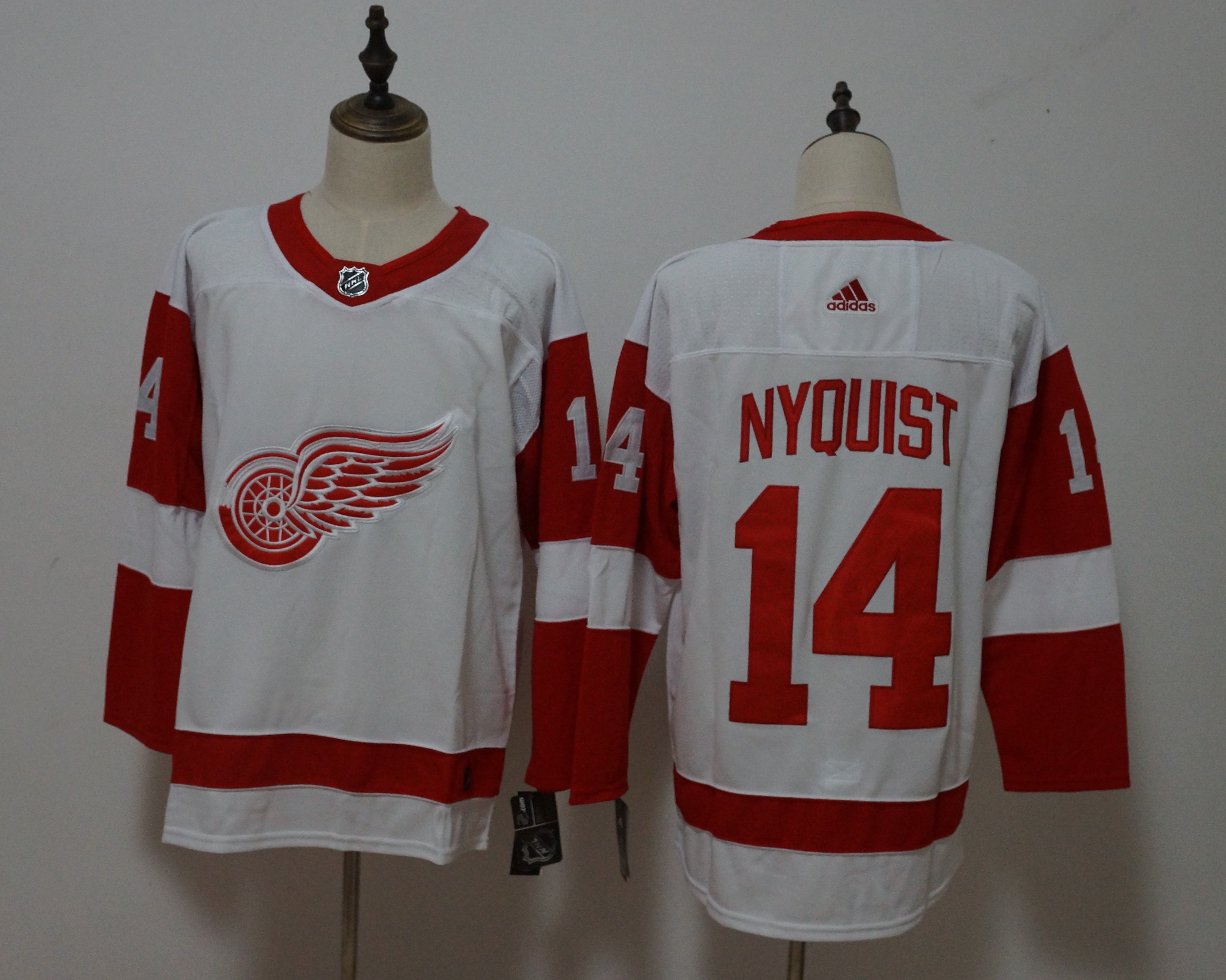 Men Detroit Red Wings #14 Nyquist White Hockey Stitched Adidas NHL Jerseys